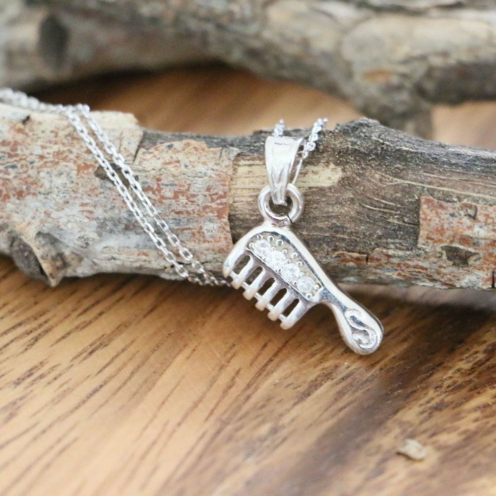 925 Sterling Silver comb & cubic zirconia stones
